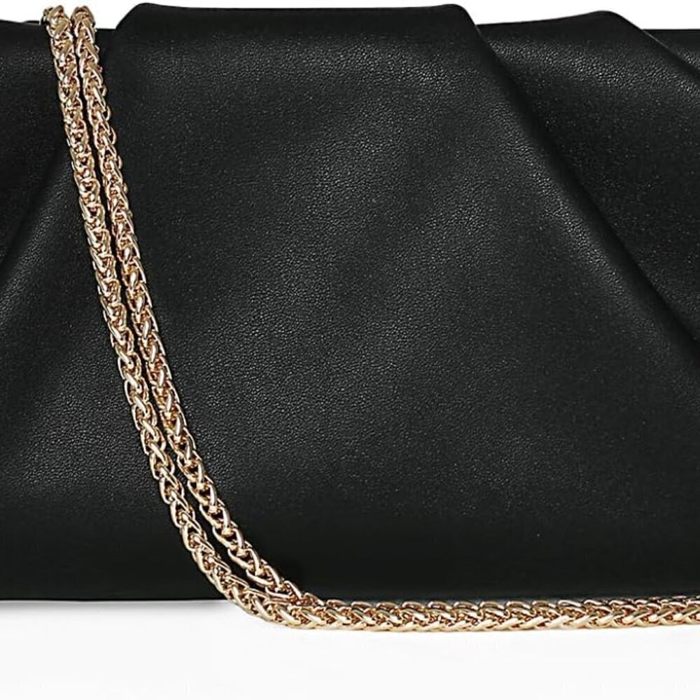 Ladies Clutch Bag Vegan PU Leather Evening Purse with Chain for Formal Events